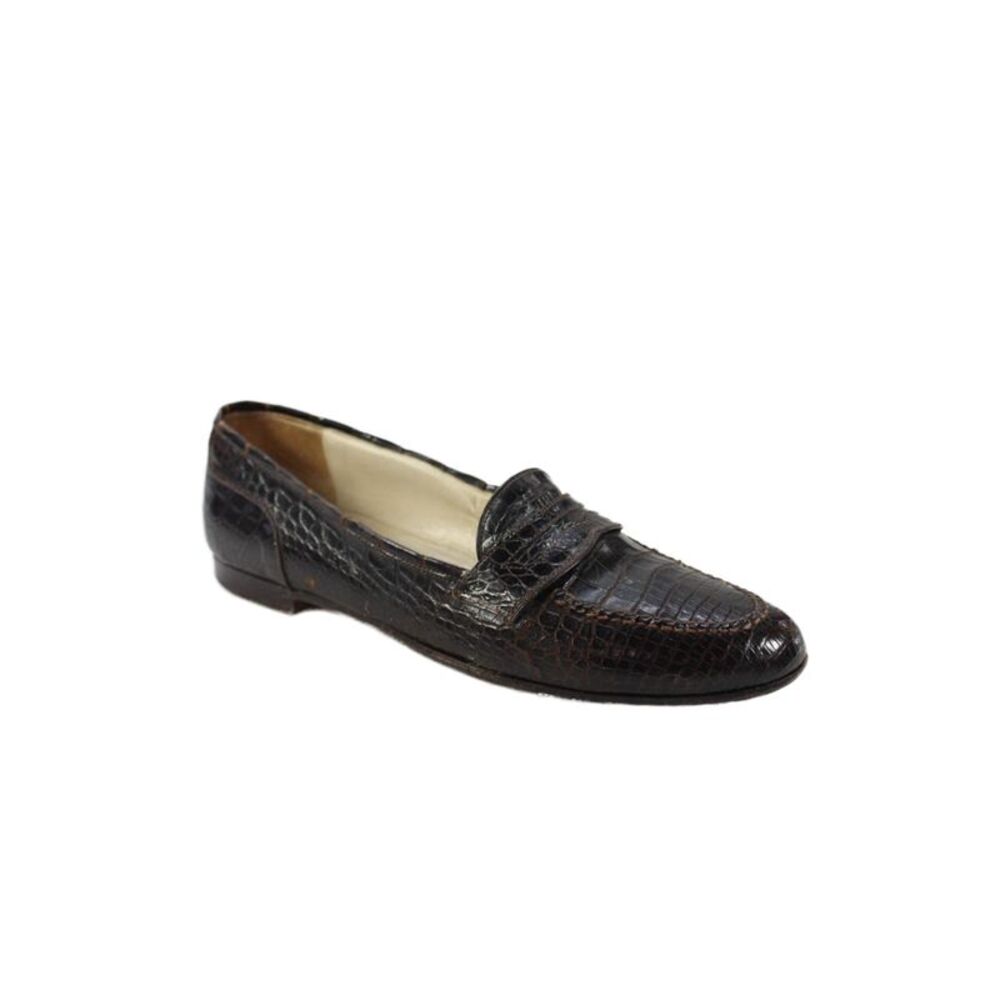 Warren Edwards Mens Lizard Skin Slide On Casual Loafers Brown Size 8.5
